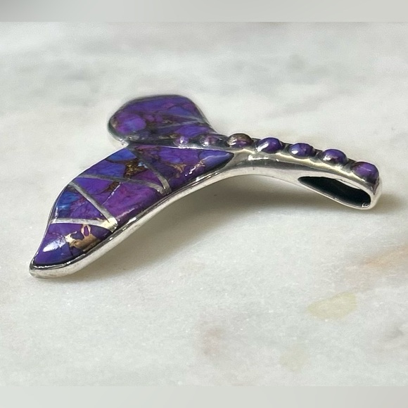 🆕 Purple Mojave and 925 Silver Whale Tail Pendant - Picture 2 of 6